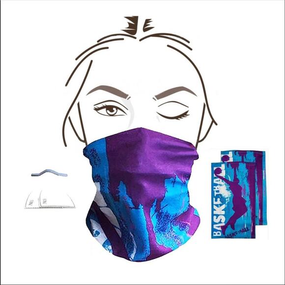 2 Hoop Dreams Basketball Neck Gaiters w/ Filters! - Picture 3 of 12